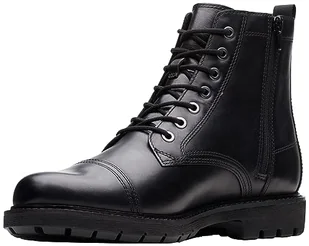 Clarks Męskie botki Batcombe Cap, czarna skóra, 45 EU - Botki damskie - miniaturka - grafika 1