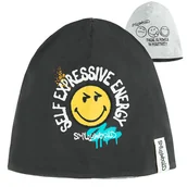 Czapki dla dzieci - Cool Club, Czapka chłopięca, dwustronna, szara, SmileyWorld - miniaturka - grafika 1