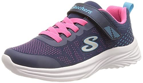Skechers Sneakersy chłopięce Dyna-lights, Granatowa różowa siatka Multi Trim, 11 UK Child