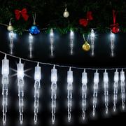 Oświetlenie świąteczne - Lampki Oświetlenie Sople Biały 40x LED Pilot Timer 8 Trybów - miniaturka - grafika 1