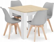Stoły z krzesłami - Kwadratowy stół biały + dąb sonoma z 4 szarymi krzesłami Z1-Z85 - miniaturka - grafika 1