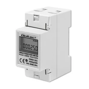 Qoltec Licznik Jednofazowy Energii Prądu Na Szynę Din 230V 2P 5(60)A Lcd - Liczniki energii elektrycznej - miniaturka - grafika 1
