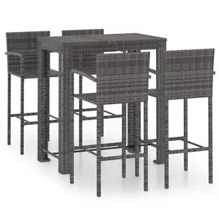 vidaXL 5-cz zestaw mebli barowych z podłokietnikami rattan PE szary 3064812 - Pozostałe meble ogrodowe - miniaturka - grafika 1