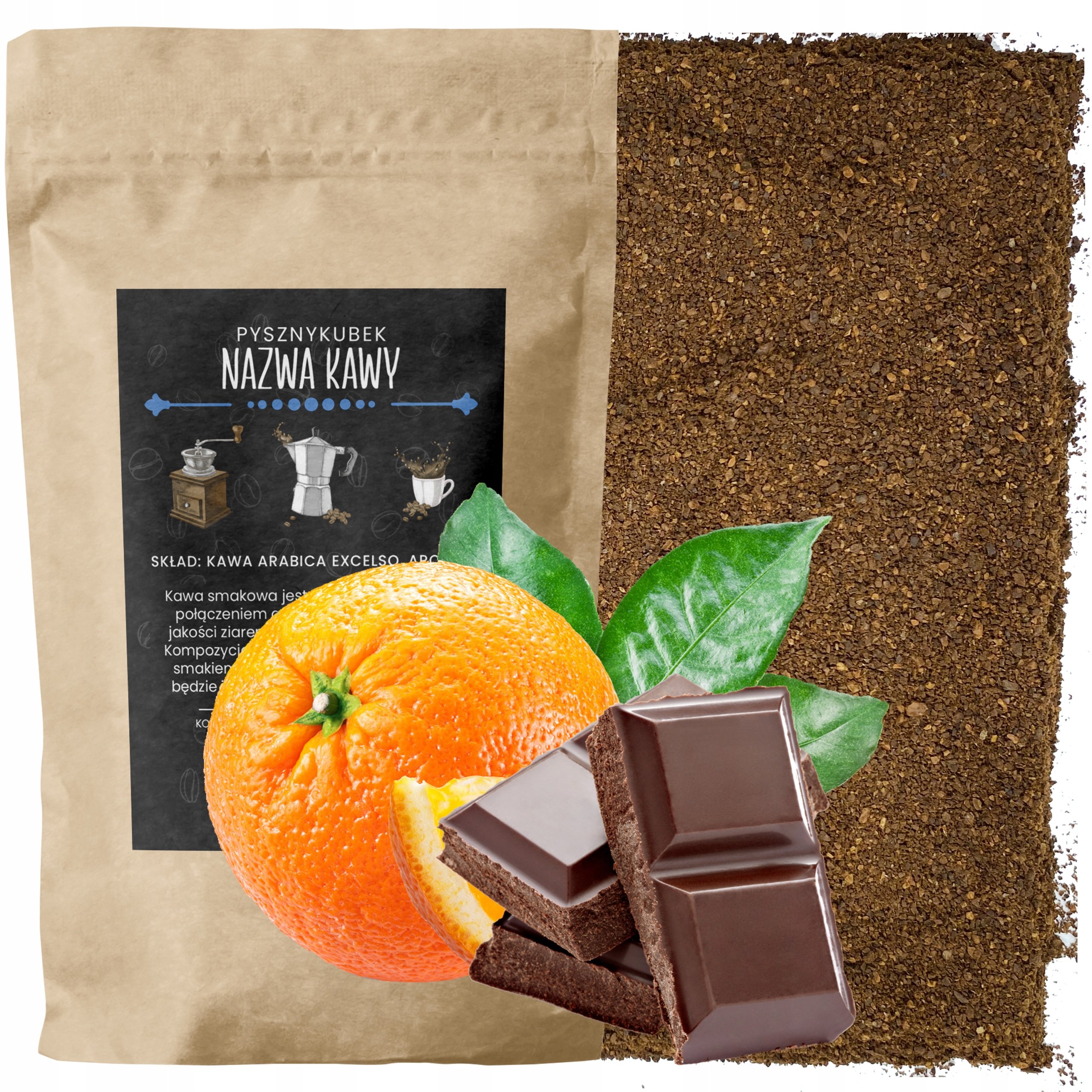 Kawa Mielona smakowa Czekolada Z Pomarańczą 1000g 1KG