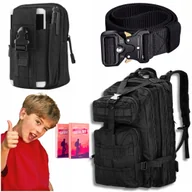 Nerki - Wojskowy Plecak Czarny 35L Saszetka Cargo Pas 120 cm Wojskowy Taktyczny - miniaturka - grafika 1