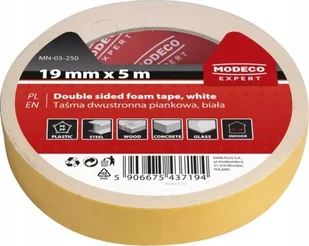 EXPERT TAŚMA DWUSTRONNA PIANKOWA BIAŁA 19 MM X 5 M [EXPERT] - 1sz - Folie i taśmy malarskie - miniaturka - grafika 1