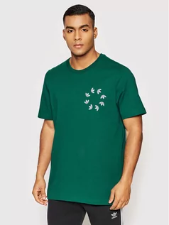 Koszulki męskie - Adidas T-Shirt adicolor Spinner HC4488 Zielony Regular Fit - grafika 1