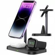 Ładowarki do telefonów - Ładowarka indukcyjna do IPHONE 11 12 13 14 15 APPLE WATCH magsafe 3w1 ZHX-CW01 CZARNA - miniaturka - grafika 1