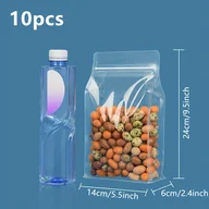 Inne - TEMU 10-pak wielokrotnego użytku, szczelnych toreb do przechowywania żywności, przezroczyste matowe samostojące woreczki strunowe, wytrzymałe, - miniaturka - grafika 1