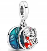Wisiorki - Charms Zawieszka Charms Lilo I Stitch Srebro 925 - miniaturka - grafika 1