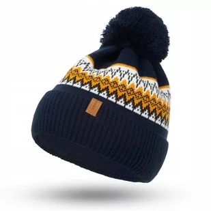 ﻿NANDY Czapka Męska z Pomponem Ocieplana Polarem Ciepła Wzór Zimowa Norweska - Czapki męskie - miniaturka - grafika 1