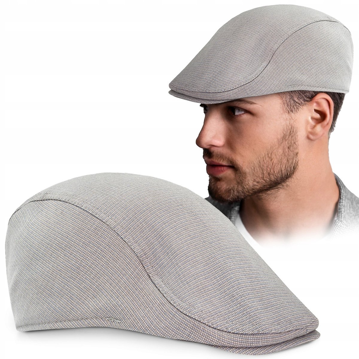 KASZKIET Męski na Lato Czapka w Krateczkę Casual POPIELATY Pako Jeans