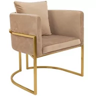Fotele - King Home Fotel Chloe Velvet 45X62X77 Khaki Salon/Sypialnia Nowoczesny/Glamour - miniaturka - grafika 1