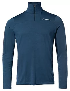 Koszulki męskie - VAUDE Męski t-shirt Me Monviso Wool Halfzip Ls T-Shirt T-shirt, ciemne morze, L, Ciemne morze, L - grafika 1