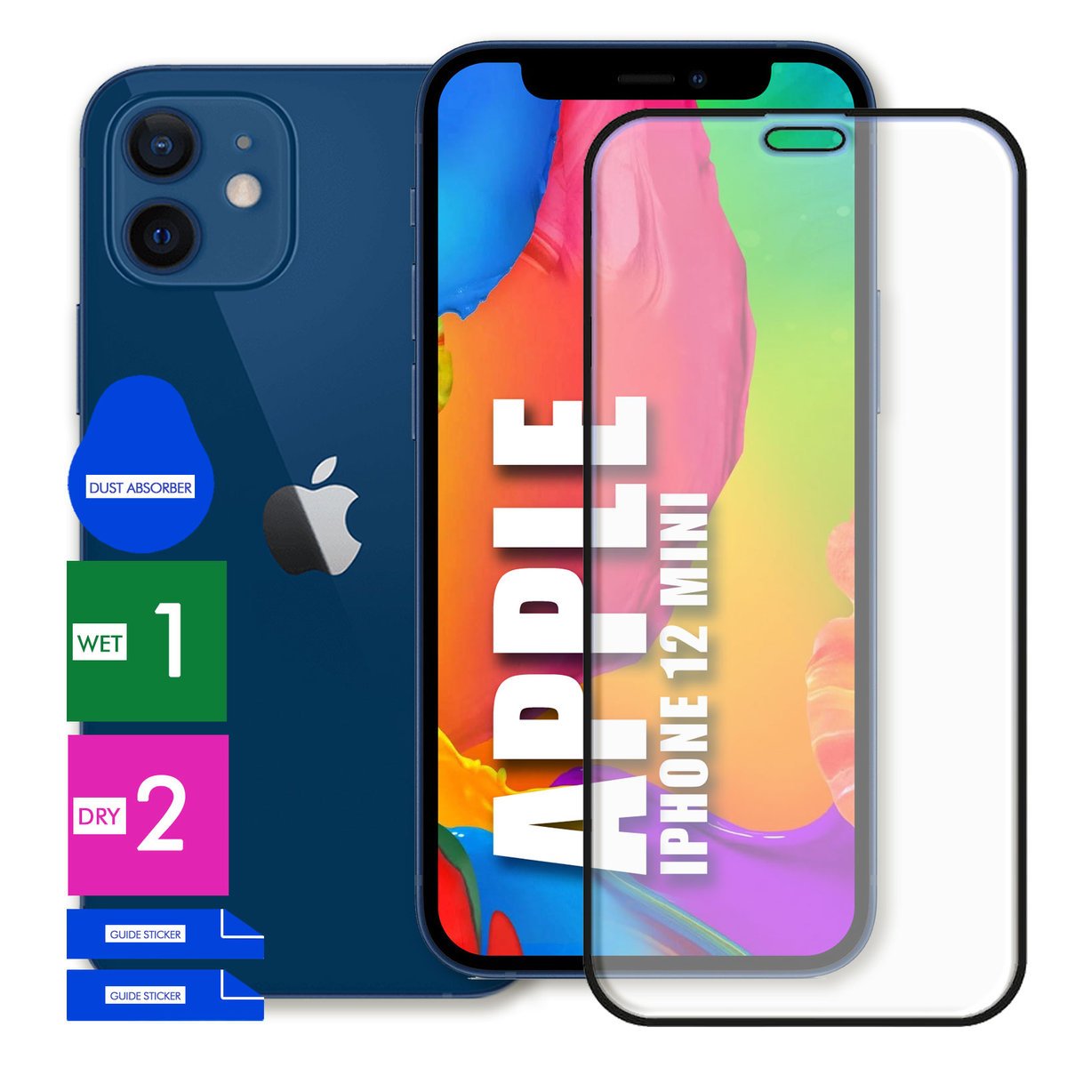SZKŁO OCHRONNE DO APPLE IPHONE 12 MINI HARTOWANE 9H PEŁNE CAŁY EKRAN 5D