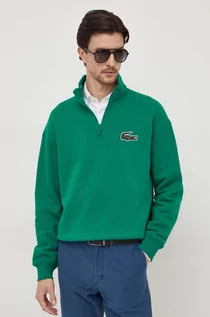 Bluzy męskie - Lacoste bluza bawełniana męska kolor zielony gładka - grafika 1