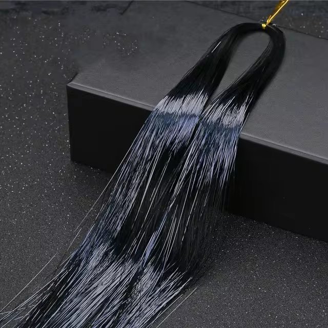 Przedłużki do włosów błyszczące pasemka kosmyki 93 cm Czarne