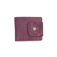 Portfele - Fioletowy portfel skórzany ręcznie uszyty na bilon. - miniaturka - grafika 1