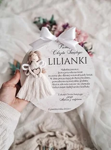 Aniołek z makramy kartka na chrzest Pamiątka chrztu świętego - Pamiątka Chrztu Świętego - miniaturka - grafika 1