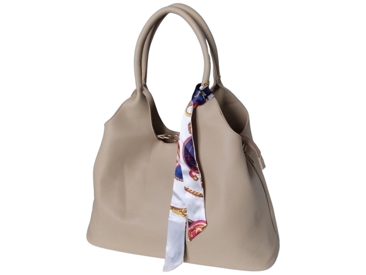 Beżowa Torba Shopper Na Ramię Duża Torebka Damska W Stylu Miejskim A4