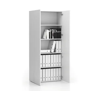 B2B Partner Szafa biurowa wysoka SEGMENT 2-drzwiowa, zamykana, 4 półki, 840 x 370 x 1880 mm, biała 611660 - Szafy biurowe - miniaturka - grafika 1