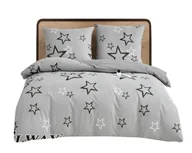 Pościel - Pościel satynowa- Gwiazdki/szara - 180X200 -Elway - miniaturka - grafika 1