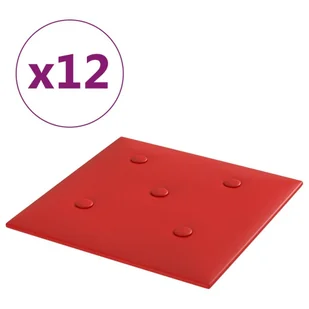 vidaXL Panele ścienne, 12 szt, czerwone wino, 30x30 cm, sztuczna skóra 343979 - Panele ścienne i boazeria - miniaturka - grafika 3