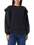Bluzy damskie - Sisley Bluza damska L/S 322WL102F, czarna 100, XS - miniaturka - grafika 1