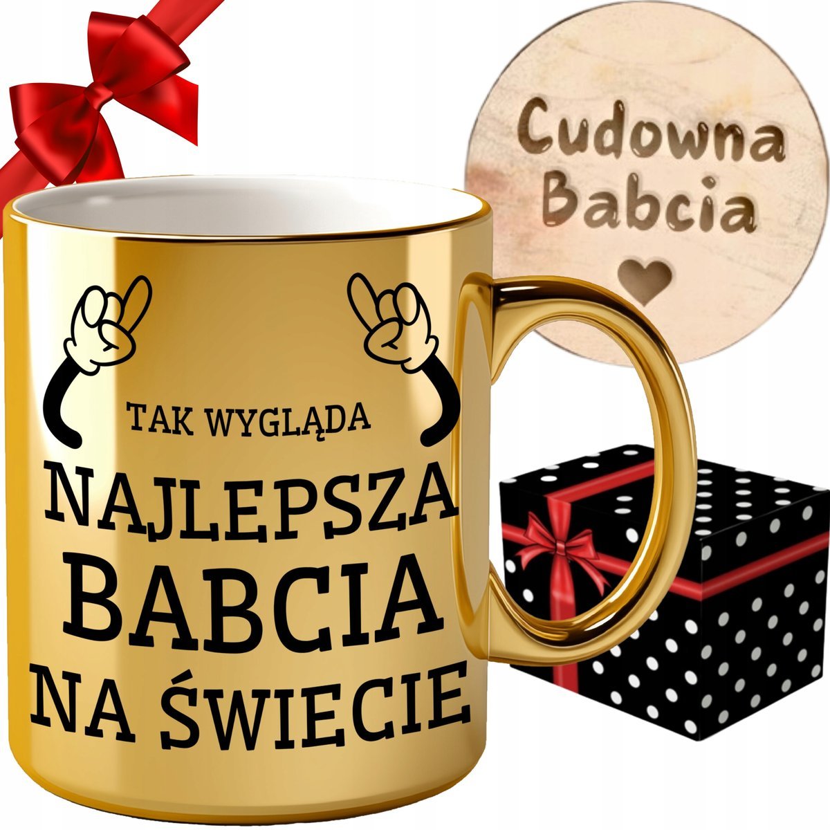 KUBEK DZIEŃ BABCI TAK WYGLĄDA NAJLEPSZA BABCIA Z NADRUKIEM GRAWEREM ZESTAW