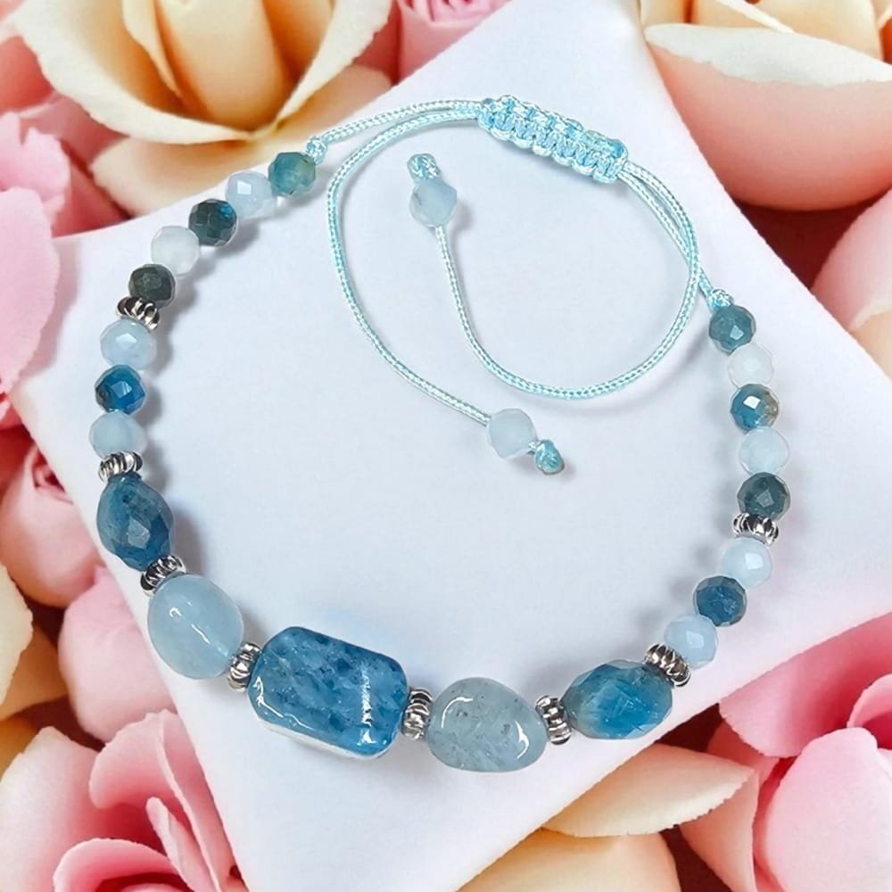 Głos Duszy Bransoletka na pewność siebie i przyciąganie szczęścia Apatyt Akwamaryn