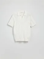Swetry męskie - Reserved - Bawełniany sweter polo - biały - miniaturka - grafika 1
