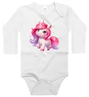 Body dla niemowląt - Body dziecięce Wesoły Różowy Fioletowy Jednorożec Dla Dziewczynki 74/80 - miniaturka - grafika 1