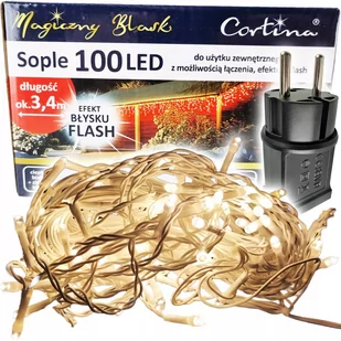 CORTINA Lampki choinkowe zewnętrzne sople LED 100 szt. białe ciepłe - Oświetlenie świąteczne - miniaturka - grafika 1