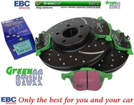 Tarcze hamulcowe - Przednie klocki GreenStuff + NAWIERCANE NACINANE tarcze hamulcowe 300mm EBC seria GD Ford Escape FWD 2013-2019 - miniaturka - grafika 1