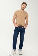 Spodnie sportowe męskie - Granatowe jeansy dla mężczyzn, Slim Fit, D-DEXTER 40 - Volcano - miniaturka - grafika 1