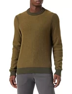 Bluzy męskie - BOSS Męska bluza Knitted_Sweater, ciemnozielona, L - miniaturka - grafika 1