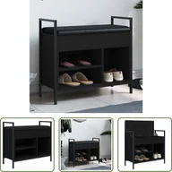 Szafki na buty - The Living Store Ławka na buty czarna 65,5x32x57,5 cm Materiał drewnopochodny - miniaturka - grafika 1