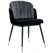Krzesła - Czarne krzesło welurowe z pikowanym oparciem - Merci - miniaturka - grafika 1