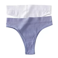 Majtki damskie - Stringi z wysokim stanem 2 szt. - Niebieski + biały L/XL - miniaturka - grafika 1