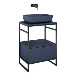 ELITA  INDUS 60 1S NAVY BLUE MATT DO STELAŻA SZAFKA PODUMYWALKOWA STOJĄCA NA NÓŻKACH 168753 - Szafki łazienkowe - miniaturka - grafika 1
