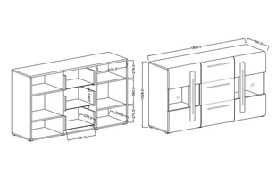Komoda przeszklona dwudrzwiowa z trzema szufladami Tulsa 28 - biały / biały połysk - Komody - miniaturka - grafika 5