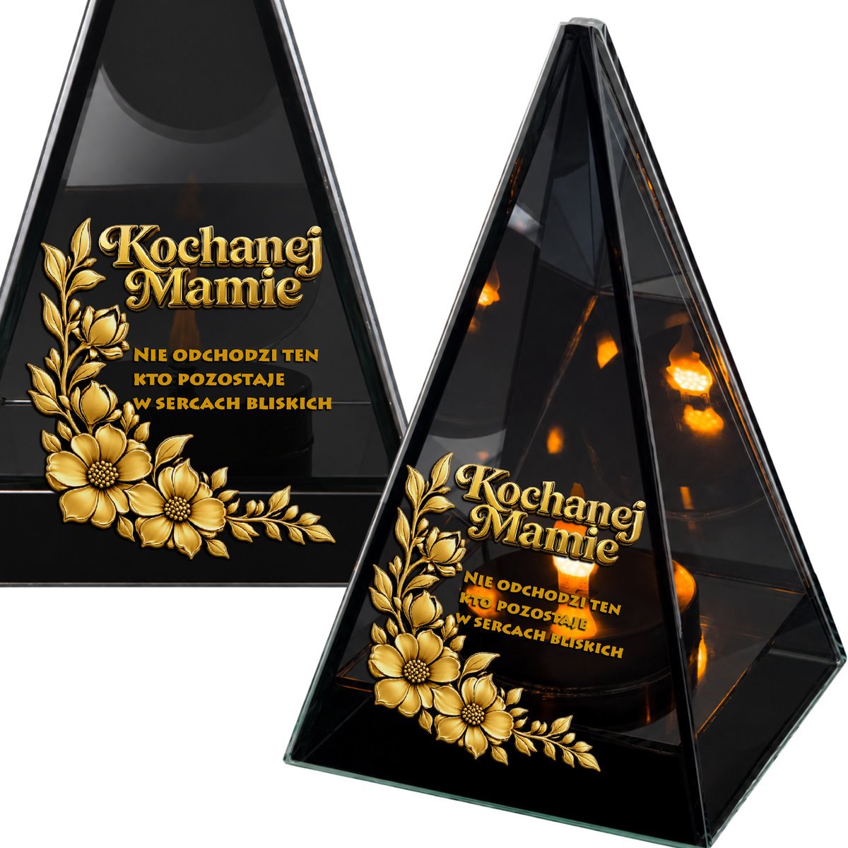 Znicz Lustrzany Lampion Solarny 3D Nadruk UV na Dzień Matki Elegancki