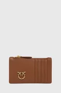 Portfele - Pinko portfel skórzany damski kolor brązowy - miniaturka - grafika 1
