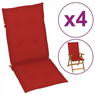 vidaXL Poduszki na krzesła ogrodowe, 4 szt., czerwone, 120x50x3 cm - Poduszki ogrodowe - miniaturka - grafika 1
