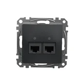 Gniazdka elektryczne - Gniazdo komputerowe podwójne RJ45 Schneider Sedna Design SDD114462 kategoria 6 UTP czarny antracyt Design  Elements - miniaturka - grafika 1