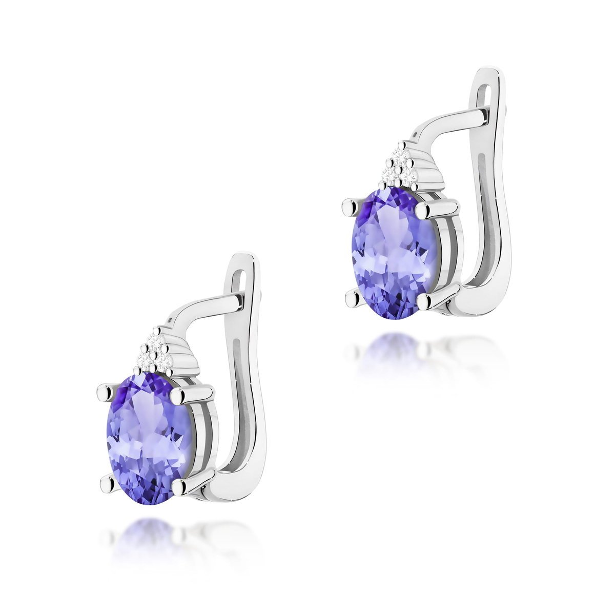 Złote kolczyki Tanzanit 2 x 0,70ct białe złoto pr. 585