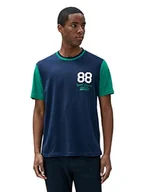 Koszulki męskie - Koton Męski t-shirt z nadrukiem Varsity Crew Neck Short Sleeve Cotton T-Shirt, Granatowy (716), XXL - miniaturka - grafika 1