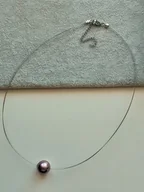Naszyjniki - Naszyjnik fioletowa perła MAJORKA 15mm struna - miniaturka - grafika 1