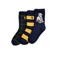 Skarpetki dla dzieci - Zestaw 3 par wysokich skarpet dziecięcych Polo Ralph Lauren 443P03154001 Granatowy - miniaturka - grafika 1