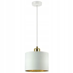 Lampa Wisząca Żyrandol Abażur Biały Złoty Led - Lampy sufitowe - miniaturka - grafika 1